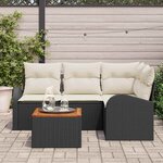 vidaXL Ensemble de canapé de jardin 5 Pièces Noir et blanc