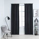 vidaXL Rideaux occultants avec crochets 2 Pièces Anthracite 140x225 cm