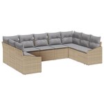 vidaXL Ensemble de salle à manger de jardin 9 pièces avec coussins en rotin poly beige