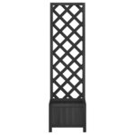 vidaXL Jardinière avec treillis noir bois massif de sapin