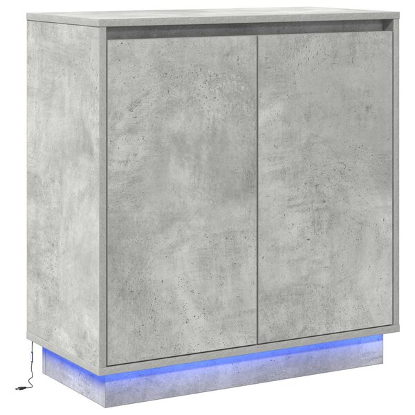 vidaXL Buffet LED Gris béton 71 x 34 5 x 75 cm Bois d'ingénierie