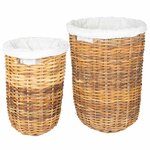 vidaXL Panier à linge avec couvercle GENDT 2 pc Brun Naturel