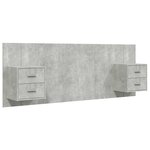 vidaXL Tête de lit avec armoires Gris béton Bois d'ingénierie