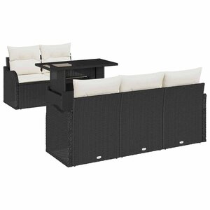 vidaXL Ensemble de canapé de jardin avec coussin 6 Pièces Noir Poly rotin