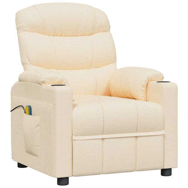 vidaXL Fauteuil de massage Crème Tissu