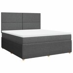 vidaXL Sommier à lattes de lit avec matelas Gris foncé 180x200cm Tissu