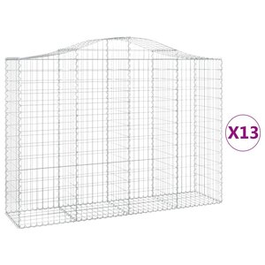 vidaXL Paniers à gabions arqués 13 Pièces 200x50x140/160 cm Fer galvanisé