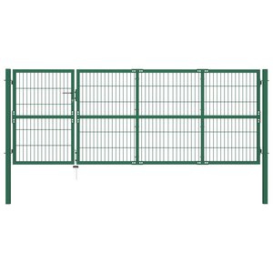 vidaXL Portail de clôture de jardin avec poteaux 350x120 cm Acier Vert