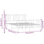 vidaXL Cadre de lit métal sans matelas et pied de lit blanc 135x190 cm