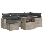 vidaXL Salon de jardin avec coussins 7 Pièces gris clair résine tressée