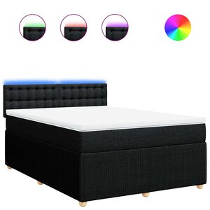 vidaXL Sommier à lattes de lit avec matelas Noir 140x190 cm Tissu