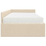 vidaXL Cadre de lit d'angle avec matelas Autre 2 Pièces Crème tissu