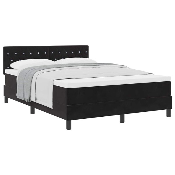 vidaXL Lit à ressorts avec matelas Noir 140 x 200 cm Velours
