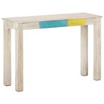 vidaXL Table console Blanc 115x35x77 cm Bois de manguier brut