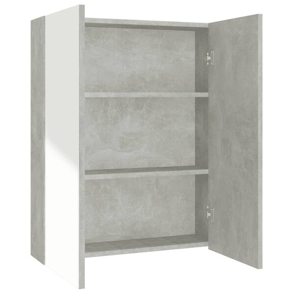 vidaXL Armoire à miroir de salle de bain 60x15x75 cm MDF Gris béton