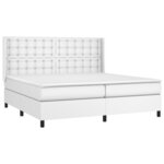 vidaXL Sommier à lattes de lit matelas LED Blanc 200x200 cm Similicuir