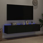vidaXL Meubles TV muraux avec lumières LED 2 Pièces noir 80x35x31 cm