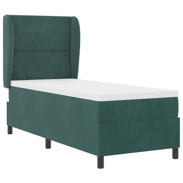 vidaXL Lit à ressorts avec matelas vert foncé 80x200 cm en velours