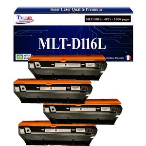 T3AZUR - 4x Toners compatibles avec Samsung MLT-D116L MLTD116L pour Samsung Xpress M 2625D M 2675FN M 2825DW M 2825ND M 2835DW M 2875FD M 2875FW M 2885FW