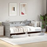 vidaXL Lit de jour avec tiroirs sans matelas sonoma gris 90x190 cm