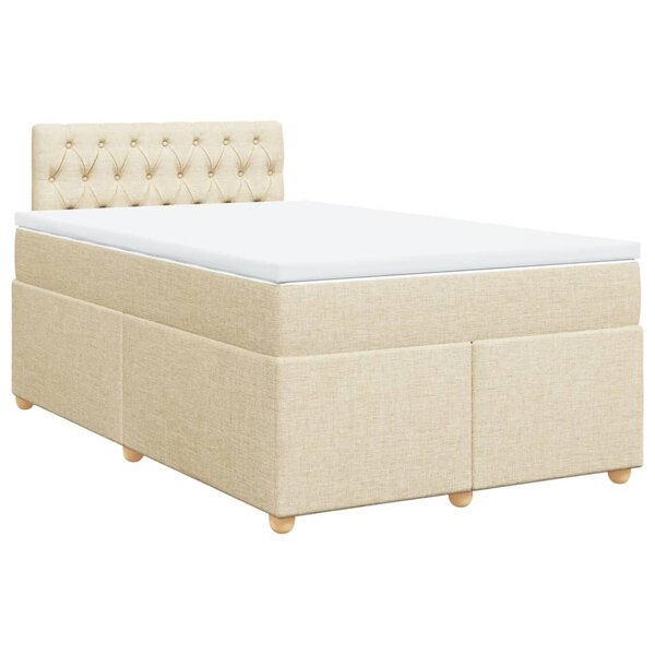 vidaXL Sommier à lattes de lit avec matelas Crème 120x200 cm Tissu
