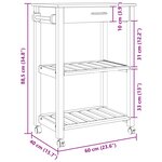 vidaXL Chariot de cuisine Uni Noir 88 5 x 40 x 60 cm