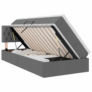 vidaXL Lit de rangement LED avec matelas Gris foncé 100 x 200 cm Tissu