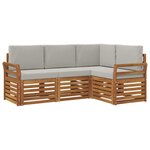vidaXL Ensemble de canapés d'extérieur 4 pc Gris Naturel et Clair