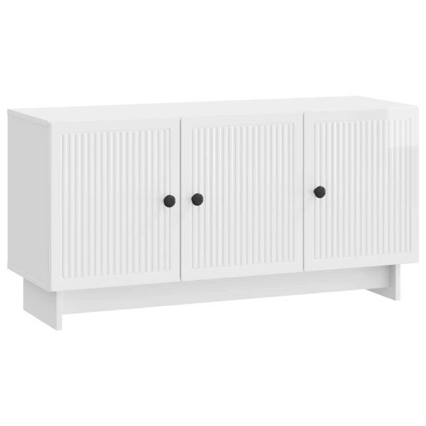 vidaXL Meuble TV Blanc brillant 99 x 34 5 x 50 cm Bois d'ingénierie