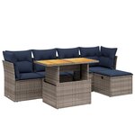 vidaXL Salon de jardin 6 Pièces avec coussins gris résine tressée