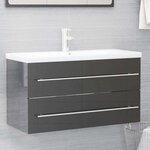 vidaXL Ensemble de meubles de bain 2 Pièces Gris brillant Aggloméré