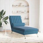 vidaXL Chaise longue de massage avec traversin bleu velours