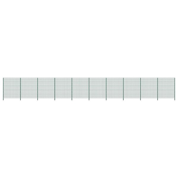 Vidaxl panneau de clôture avec poteaux fer 17 x 2 m vert