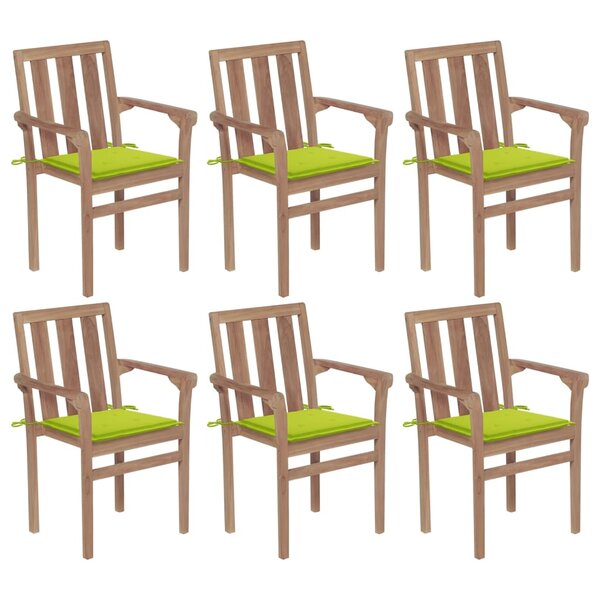 vidaXL Chaises de jardin empilables avec coussins lot de 6 Teck solide