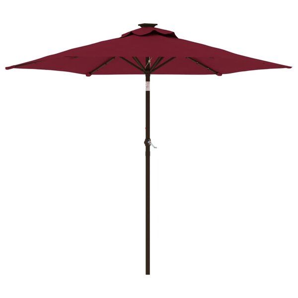 vidaXL Parasol de jardin avec LED mât en acier bordeaux 225x225x212 cm