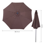 Parasol lumineux octogonal inclinable Ø 2 75 x 2 33 m parasol LED solaire métal polyester haute densité 180 g/m² chocolat