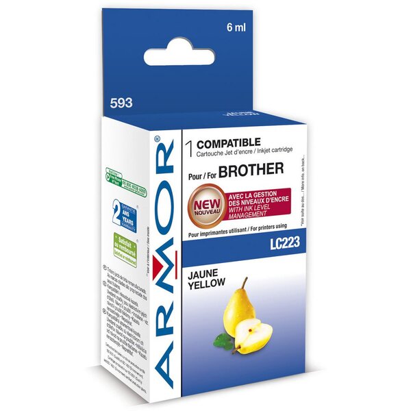 Cartouche d'encre remanufacturée compatible brother lc223 - jaune (blister 1 unité)
