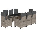 vidaXL Ensemble à manger de jardin 9 Pièces coussins gris résine tressée