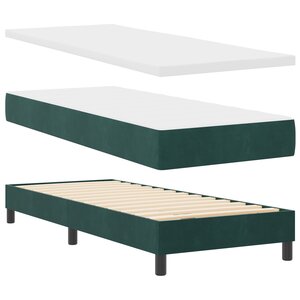 Lit à ressort vidaXL avec matelas vert foncé 80x200 cm en velours