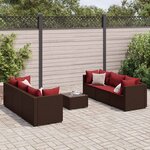 vidaXL Salon de jardin avec coussins 7 Pièces marron résine tressée