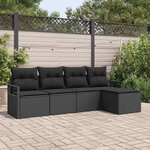 vidaXL Ensemble de canapé de jardin 5 Pièces Noir Poly rotin
