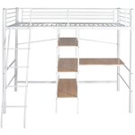 Vidaxl lit superposé avec bureau blanc et marron métal 90x200 cm