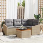 vidaXL Ensemble de canapé de jardin 5 Pièces Beige Poly rotin