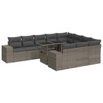 vidaXL Salon de jardin 11 Pièces avec coussins gris résine tressée