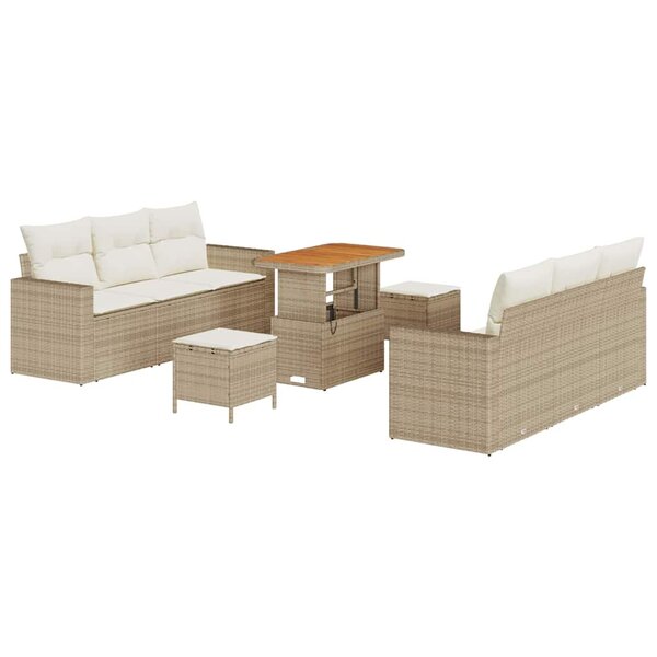 vidaXL Ensemble de canapé de jardin avec coussin 9 Pièces beige et crème