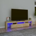 vidaXL Meuble TV avec lumières LED Chêne sonoma 200x36 5x40 cm