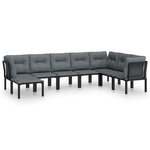 vidaXL Salon de jardin 8 Pièces noir et gris résine tressée