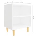 vidaXL Tables de chevet avec pieds en bois 2 Pièces Blanc 40x30x50 cm