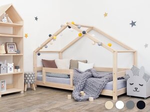 Lit cabane enfant en bois massif Naturel vernis - 90 x 190 cm