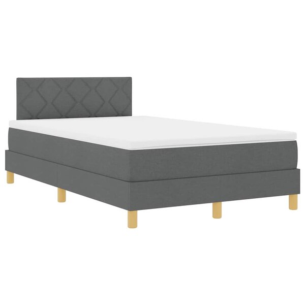 vidaXL Lit à ressort LED avec matelas Gris foncé 120 x 190 cm tissu